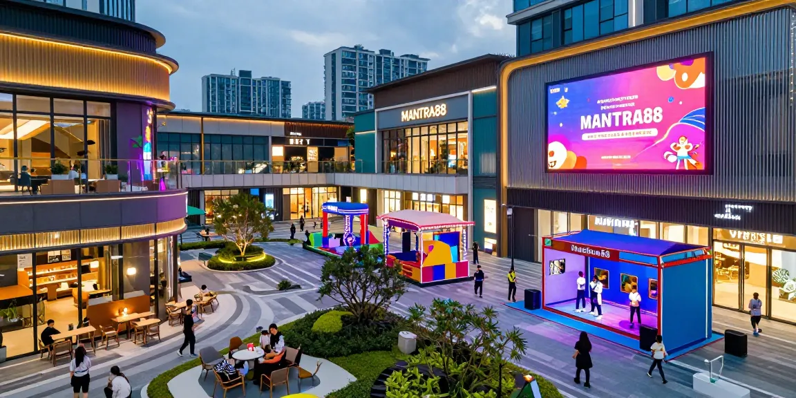 MANTRA88 login scene showcasing vibrant entertainment zones and lively outdoor spaces.